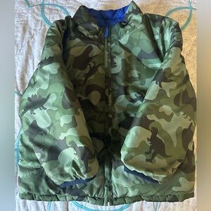 GAP Green Camouflage Dinosaur Puffer Jacket
